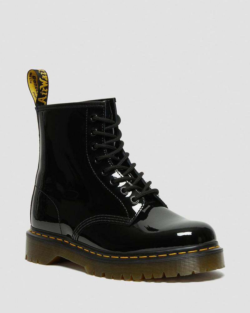 Black Women\'s Dr Martens 1460 Bex Patent Leather Lace Up Boots | CA 150LIS